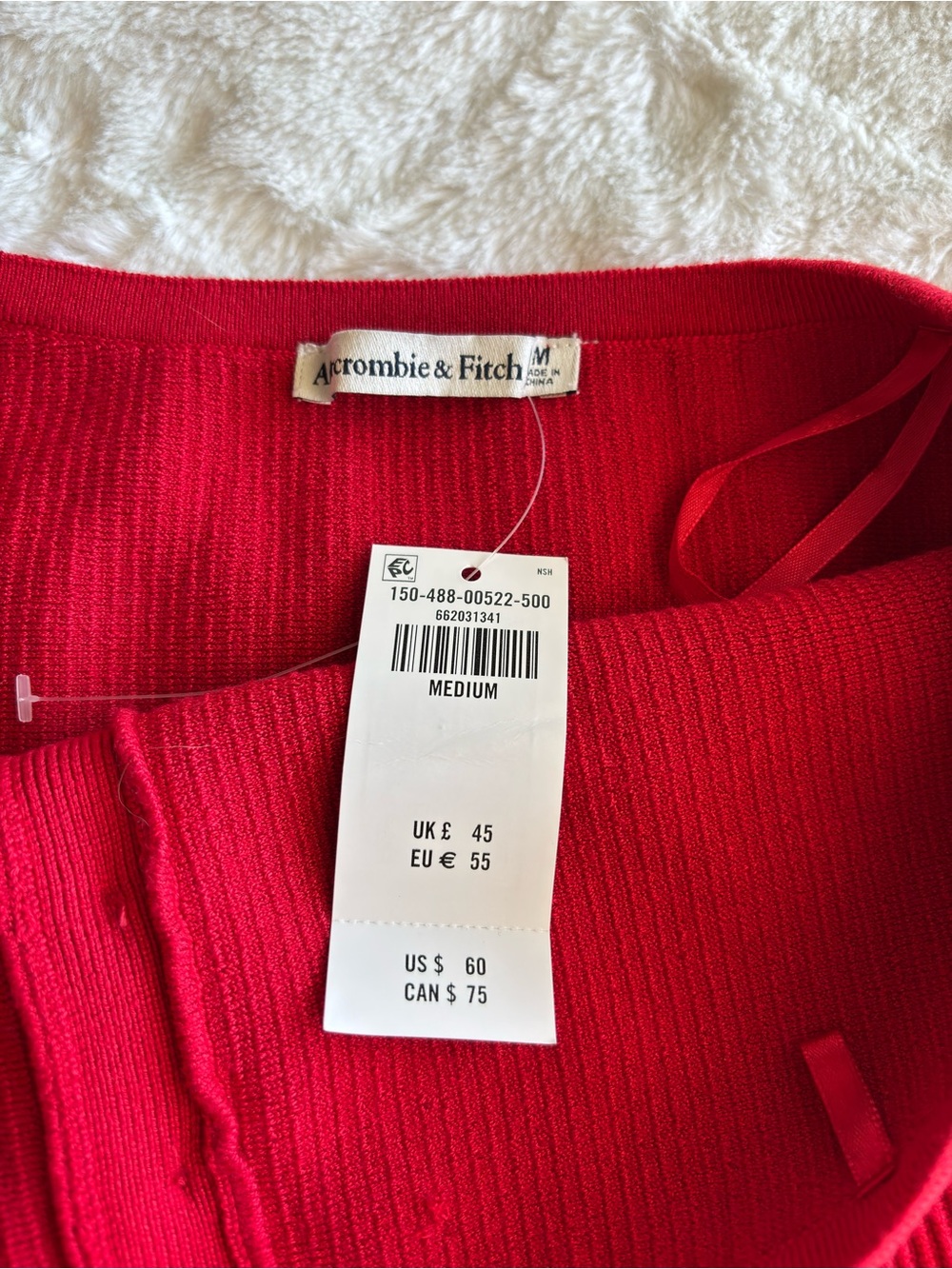Abercrombie & Fitch Ottoman Button-Front Tube Top Size Medium NEW Red Ribbed - Picture 8 of 12